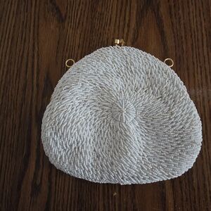 Magid White Beaded Wristlet